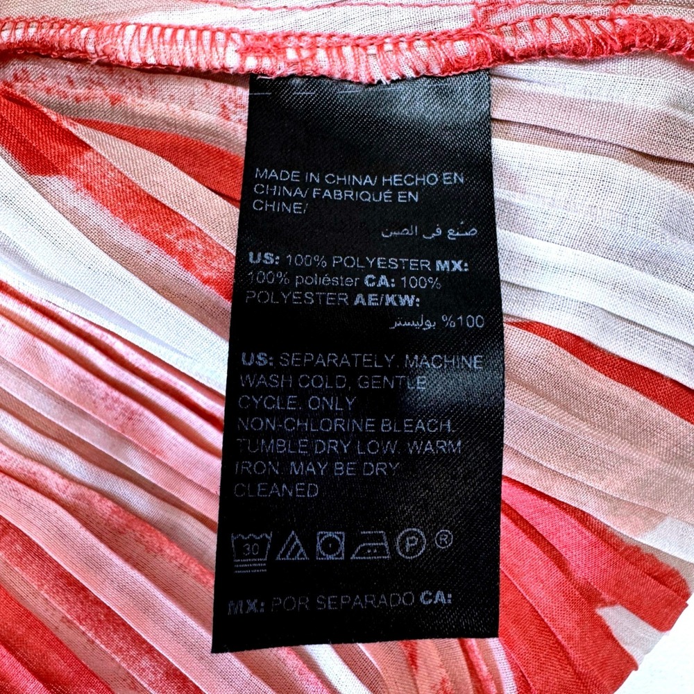 CHICO'S TRAVELERS Pleated Open Front Duster 16/18 Artsy Print Coral Art to Wear - Picture 7 of 8